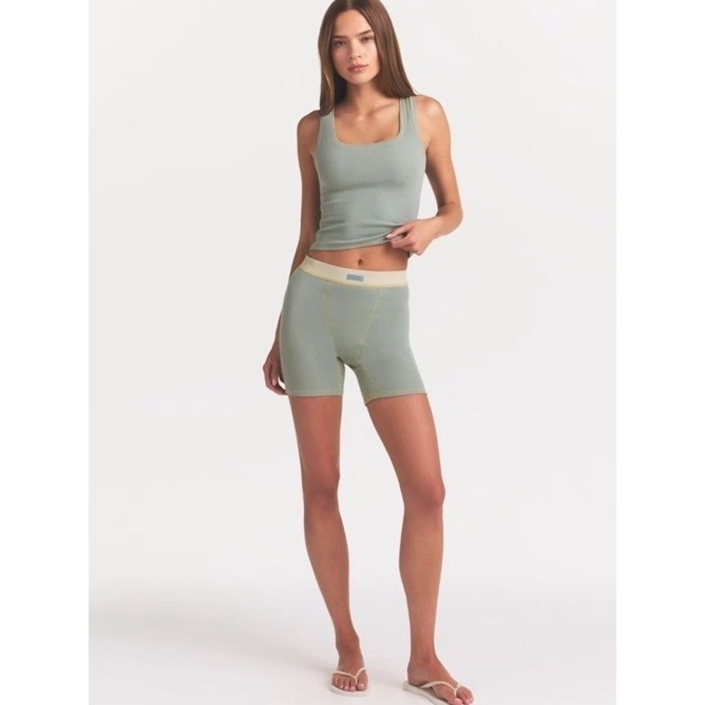 Skims New Cotton Ribbed Boxer In Mineral Size Small Comfy Stretch